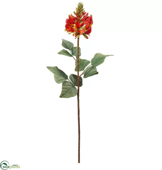 Silk Plants Direct Flame Tree Flower Spray - Orange Green - Pack of 4